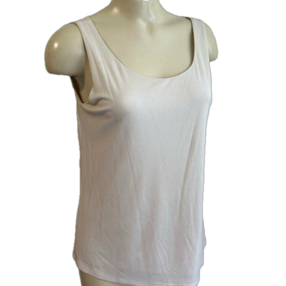Eileen Fisher 100% Silk Scoop Neck Ivory  Tank Top MED as is
